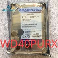 웨스턴 디지털 데스크탑 하드 드라이브 WD 4TB 3. 5인치 64MB SATA 7200RPM 모니터 4T WD40PURX 퍼플 디스크 - 4t하드