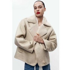 ZARA 여성자켓 데이트룩 스플 라이스 플리스 쇼트 코트