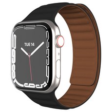 모란카노 애플워치 8/7/SE/6/5/4/3 호환 가죽 마그네틱 스트랩 밴드, 블랙