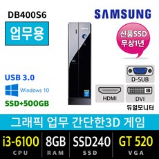 삼성 가정용 사무용 게이밍 컴퓨터 본체 데스크탑 윈도우10 배그 롤 로스트아크, i3-6100/8G/SSD240+500, 삼성DB400S6 GT520
