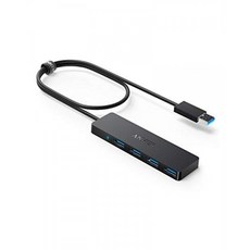 Anker 4 포트 USB 3.0 허브 2 피트 연장 케이블이있는 초슬림 데이터 USB 허브 [충전은 지원하지 않습니다 MacBook Ma, 단일상품