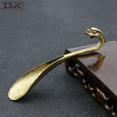 Z3JC 순동분 티스푼 동연꽃 티삽 티스푼 티사이드 티스푼 다도 육군자 쿵푸 액세서리, 순동 오리지널 용머리 주걱 (트럼펫 30g), 1개