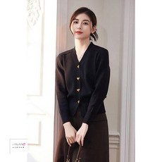 여성가디건 울 가디건 하트버튼 소프트 브이넥 니트 코트 빈티지 모직 블랙 겨울 스웨터