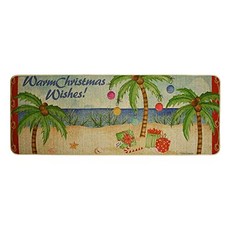 Christmas Decorative Door Mats Tropical Palm Trees Pattern Holiday Welcom (Large Blue warm wishes), Large, Blue warm wishes