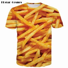 남성 여성 여름 재미 있은 t 셔츠 맛있는 감자 튀김 인쇄 tshirts 3d 스와그 t 셔츠 스트리트 힙합 티셔츠 탑스 드롭 배송