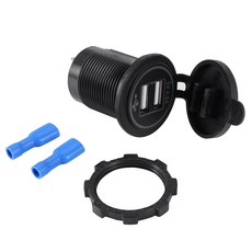5V 4.8A 듀얼 USB 충전기 소켓 어댑터 12V 24V 자동차 선박 RV 용 전원 소켓, 하나, 검은 색, 1개