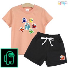 뉴욕꼬맹이 어몽어스 야광 NY반팔 상하세트 AS013