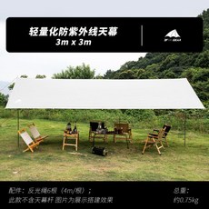 야외 면 렉타 헥사 타프 스크린 그늘막 감성 캠핑 방수, 3x3m 흰색 + 로프