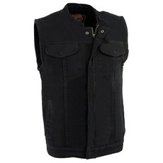 Milwaukee Leather MDM3000 남성용 블랙 데님 '퀵 드로우' 듀얼 클로저 파티 스타일 조끼 라지, 블랙_4X-Large
