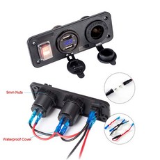 자동차 보트 트럭 12V 24V 2 USB 충전기 볼트 미터 스위치 담배 라이터 소켓이있는 파란색 LED, 푸른, 1개