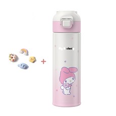 다나에 산리오 캐릭터즈 그러데이션 원터치 보온보냉 텀블러+데코덴 파츠, 마이멜로디, 400ml, 1개 마이멜로디, 400ml, 1개