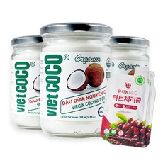 유기농 코코넛오일 버진 100% 비엣코코 식용 3병 500ml + 타트체리즙 2팩 증정