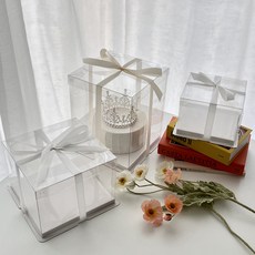 하피블리 케이크 박스 사각 원형 케이스 사각 투명 디저트 박스 케이스 꽃선물 상자, 사각케이크박스