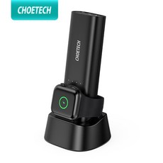 Apple Watch 용 MFi 무선 충전기 1 2 3 4 시리즈 5000mah 자기 충전 도크 iPhone 용 외장 배터리 보조베터리|external battery power, 1개, 단일, Black
