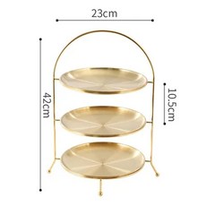 골드 과일 플레이트 유럽 레이어 스낵 랙 케이크 디스플레이 패스, 1개, 4.3 Layer add tray