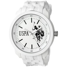 Accutime 미국 폴로 Assn. 스포츠 남성용 USP9035 아날로그 디스플레이 쿼츠 화이트 시계 화이트. 무브먼트