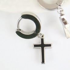 노이드비 남성용 써지컬스틸 십자가 링귀걸이 피어싱 2p