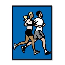 줄리안 오피 Julian Opie 인테리어 포스터 그림 액자 Walking People 옵션 8, 블랙, 30cm x 40cm