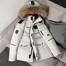오리털파카 패딩 다운 겨울 자켓 공사 낚시 남녀공용, 1개, 5. 2XL 흰색/베이지