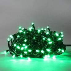 빛나라닷컴 LED 100P +전원코드 크리스마스 트리전구 검정선 줄조명, 녹색100P + 점멸기 전원코드선