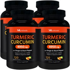 [미국번개배송] 신제품 착한명품 마이라이프 내추럴스 강황 커큐민 4950mg (진저+블랙페퍼), 4개, 120정