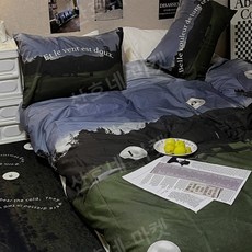 유니크 디자인 침대 이불 커버 세트 순면 모던 인스타 침실 사진