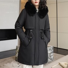 POMTOR 겨울 하프 코트 여성 기모 루즈핏 면 자켓