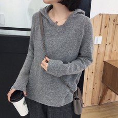 데일리 심플 무지 후드 니트 티셔츠 루즈핏