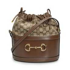 [구찌] [중고 명품] 브라운 GG 수프림 1955 홀스빗 버킷백 602118 1DBUG 2363