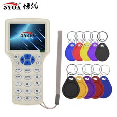키카드 복사기 10 주파수 RFID 라이터 리더 USB 프로그래머 125KHz 13.56MHz 스마트 NFC 키 포브 카드 UID 디코더, 01 Writer with Keys, [01] Writer with Keys