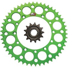 Renthal 렌탈 그루브 전면&초경량 후면 스프로켓 키트 - 13/51 GREEN 가와사키 KX80 KX85 KX100 호환/교체