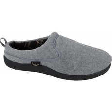 Mens Dr Keller Fleece Slip On Chunky Hard Sole Comfort Moccasin Mule Slippers Size 6-12 (7 UK Gre