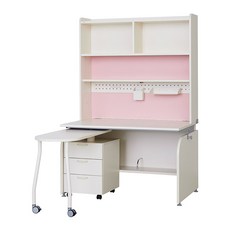 일룸 링키 책상세트(보조테이블 포함), 아이보리+핑크