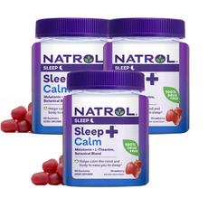 나트롤 Natrol Calm 멜라토닌 슬립 수면 6mg L-테아닌 보타닉블렌드 카모마일 패션플라워 스트로베리 딸기맛 60구미, 3개, 60정