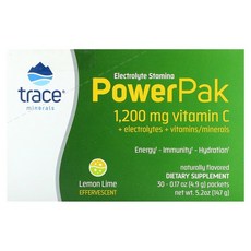 트레이스미네랄스 전해질 스태미나 파워팩 레몬 라임 30팩 각 4.9g 0.17oz, 3개, 30정