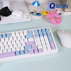 QSENN Q99 PBT 풀윤활 가스켓 유무선 기계식 키보드 블루퍼플 하이무 저소음 바다소금, 상세페이지 참조, 상세페이지 참조, 상세페이지 참조