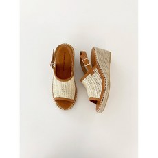 라탄 에스파듀 웨지힐 슬링백 통굽 샌들 6cm