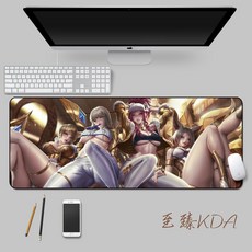 롤 LOL 디자인 마우스 패드 79종 시리즈 리그 오브 레전드 장패드 3mm 두께, 800x300mm + 3mm개, KDA 달성을위한 와인 레드