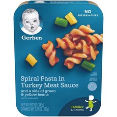 거버 터키 미트 소스 스파이랄 파스타 Gerber Spiral Pasta in Turkey Meat Sauce 189g 8개
