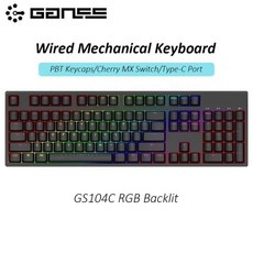 기존 GANSS GS87-C GS108-C 유선 체리 MX 스위치 PBT 키 캡이 있는 기계식 게임용 키보드 게이머 Type-C USB 포트, 체리 MX 레드, GS104C-블랙-RGB - gs108mx