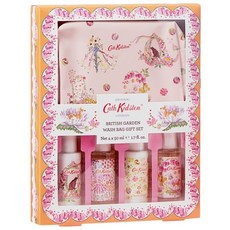 Cath Kidston 英國花園旅行用沐浴乳 50ml 2種+身體乳液 50ml 2種+沐浴包收納包組, 1組