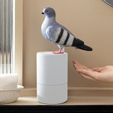 스마트 손 세정기 비둘기 모양 핸드워시 비누 자동 거품 디스펜서, 발포정제 2 개 + DIY 스티커, 그레이