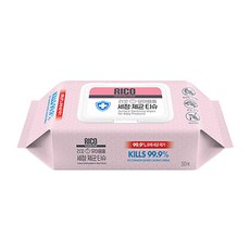리꼬 유아용품 소독 항균 세정 제균 알콜티슈 아기 물티슈 캡형 50매, 1팩