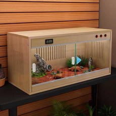 레오파드게코사육장 도마뱀 파충류 원목 케이지 보온함 하우스 사육장 게코, 50x30x32 원형 통풍구, 1개