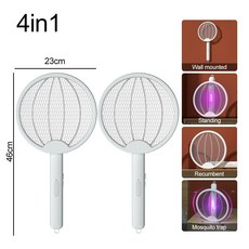3000V 4 in 1 전기 모기 킬러 플라이 찰싹 때리는 트랩 UV 라이트 버그 재빠른 USB 충전식 모기 라켓 곤충 킬러, 2개B