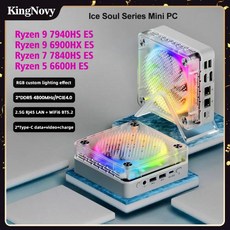 7840HS Ice Soul 시리즈 미니 컴퓨터 게이머 PC AMD Ryzen 9 7940HS ES R7 RGB 라이트 DDR5 NVME SSD 25G 듀얼 LAN 8K NUC W, 없음, 없음, 2) No Ram No Storage  Ryzen 5