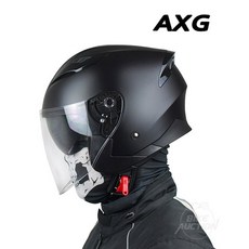 AXG OP01 클래식 오토바이 오픈페이스 가성비 헬멧 / 이너바이저 헬멧, 유광블랙