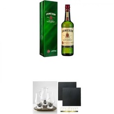 글렌캐런 싱글몰트 글라스 위스키 하이볼 스탠다드 Jameson Irish Whisky 0.7 리터 Glencairn 잔 Stölzle 2개 우아한 나무 원목 트레이 물 주전자 슬