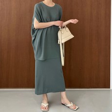 여름니트스커트세트