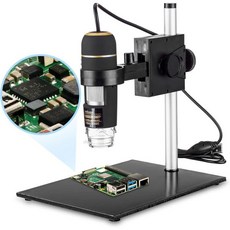 암스코프 UTP200X003MP 디지털 2MP USB 현미경 10X-200X 배율 8개의 LED 광원 내장 테이블 스탠드 소프트웨어 CD 블랙 포함